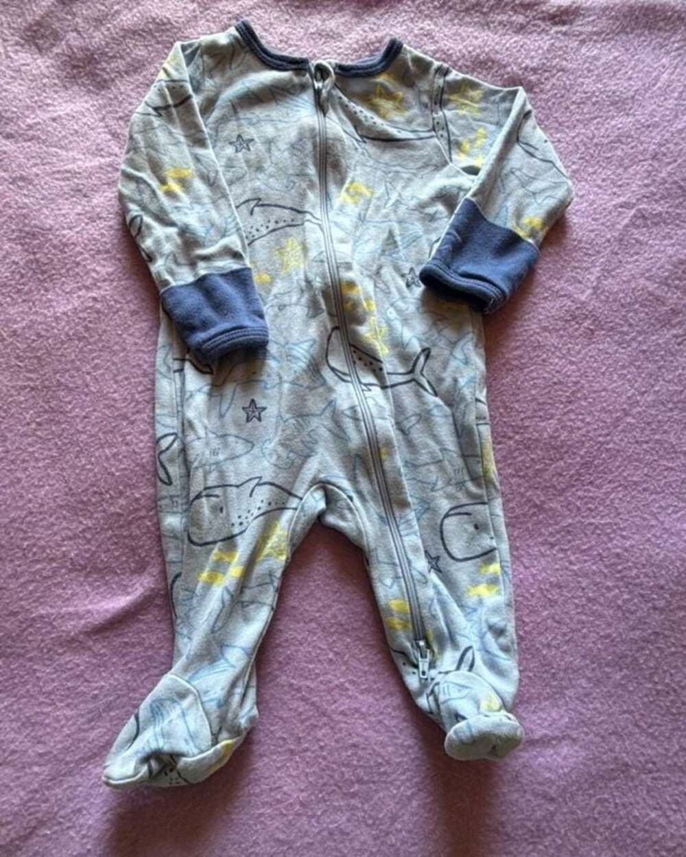 Wonder Nation Baby Boy Shark Print Footed Sleep N Play